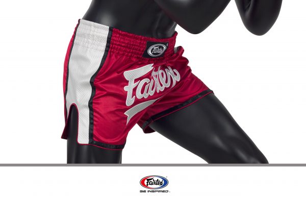 Fairtex Slim Cut Shorts-Red/White-Front