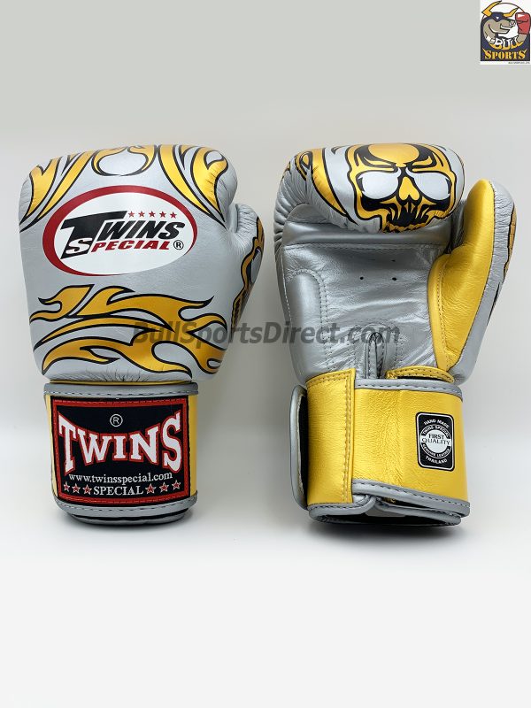 Twins Boxing Gloves-FBGV-31-Silver Skull