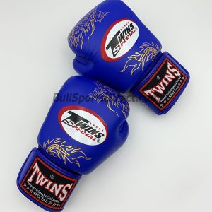 Twins Boxing Gloves FBGV-6-Blue Gold Dragon Body