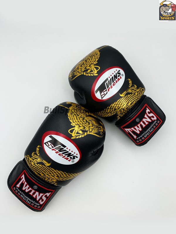 Twins Boxing Gloves-FBGV-23 Dragon Body Black-Gold