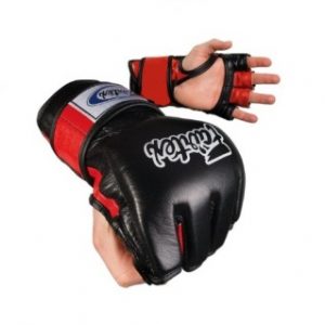 Fairtex Black Red Ultimate Combat MMA Gloves with Open Thumb Loop - FGV12